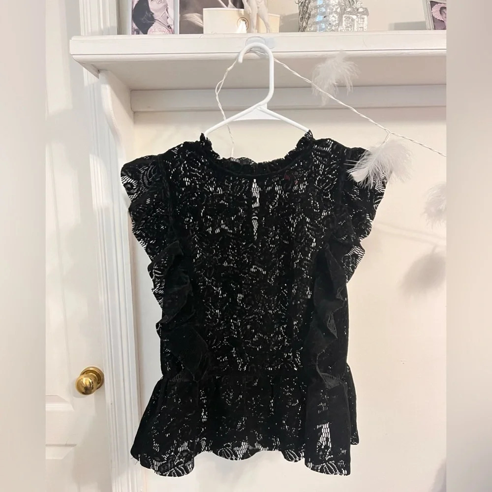 FINAL PRICE Chelsea and Violet Women's Black Velvet Lace Top